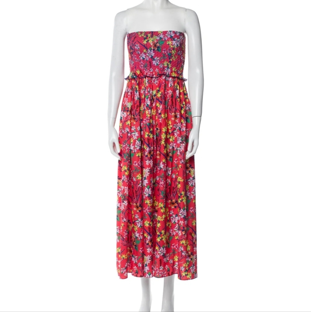 Loretta Caponi Floral Red Maxi Dress